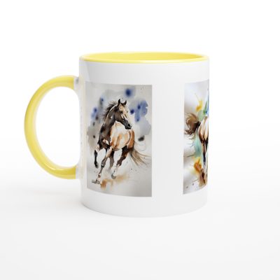 Horse Trio White 11oz Ceramic Mug with Color Inside