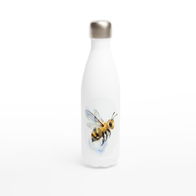 Just Beesness White 17oz Stainless Steel Water Bottle